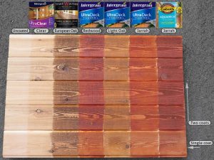 Landera tested 6 different coatings on our cedar cladding.